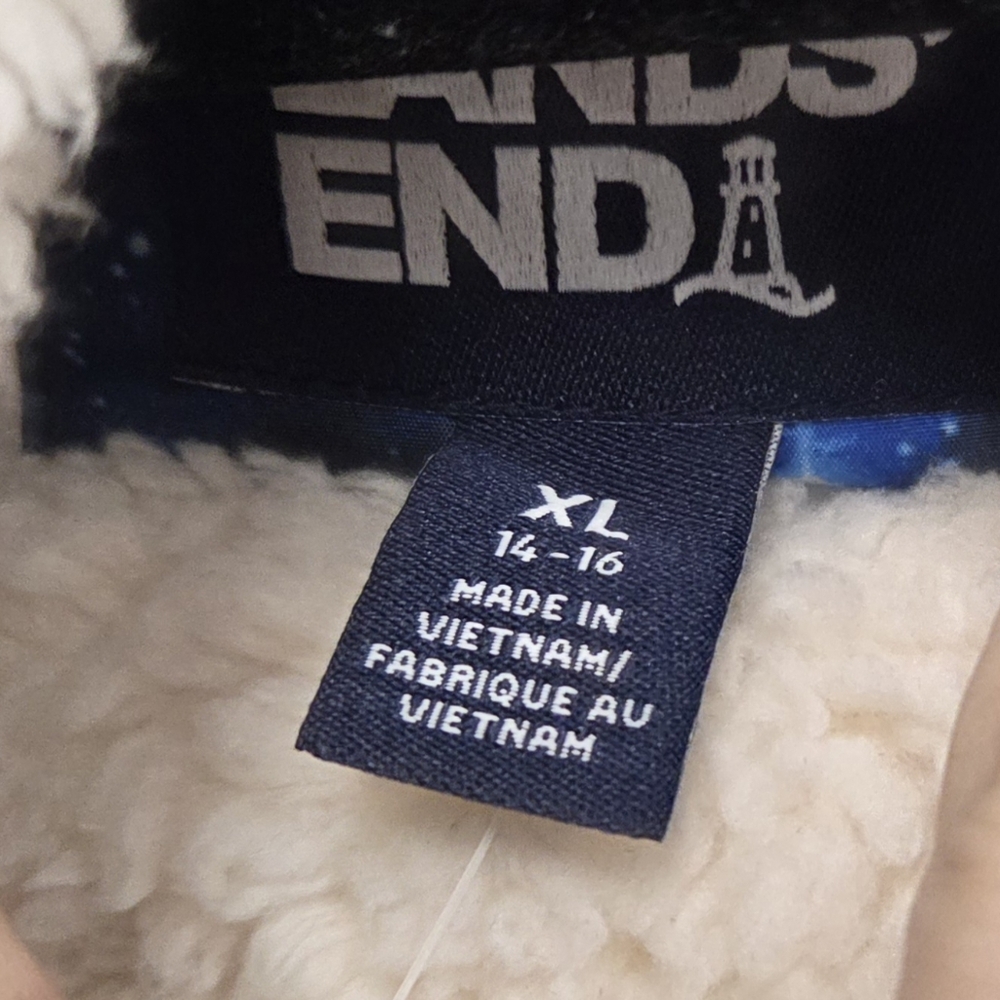 Lands End Kids Galaxy Down Filled Blue Winter Ski Jacket & Gloves Parka Size XL - Picture 8 of 9